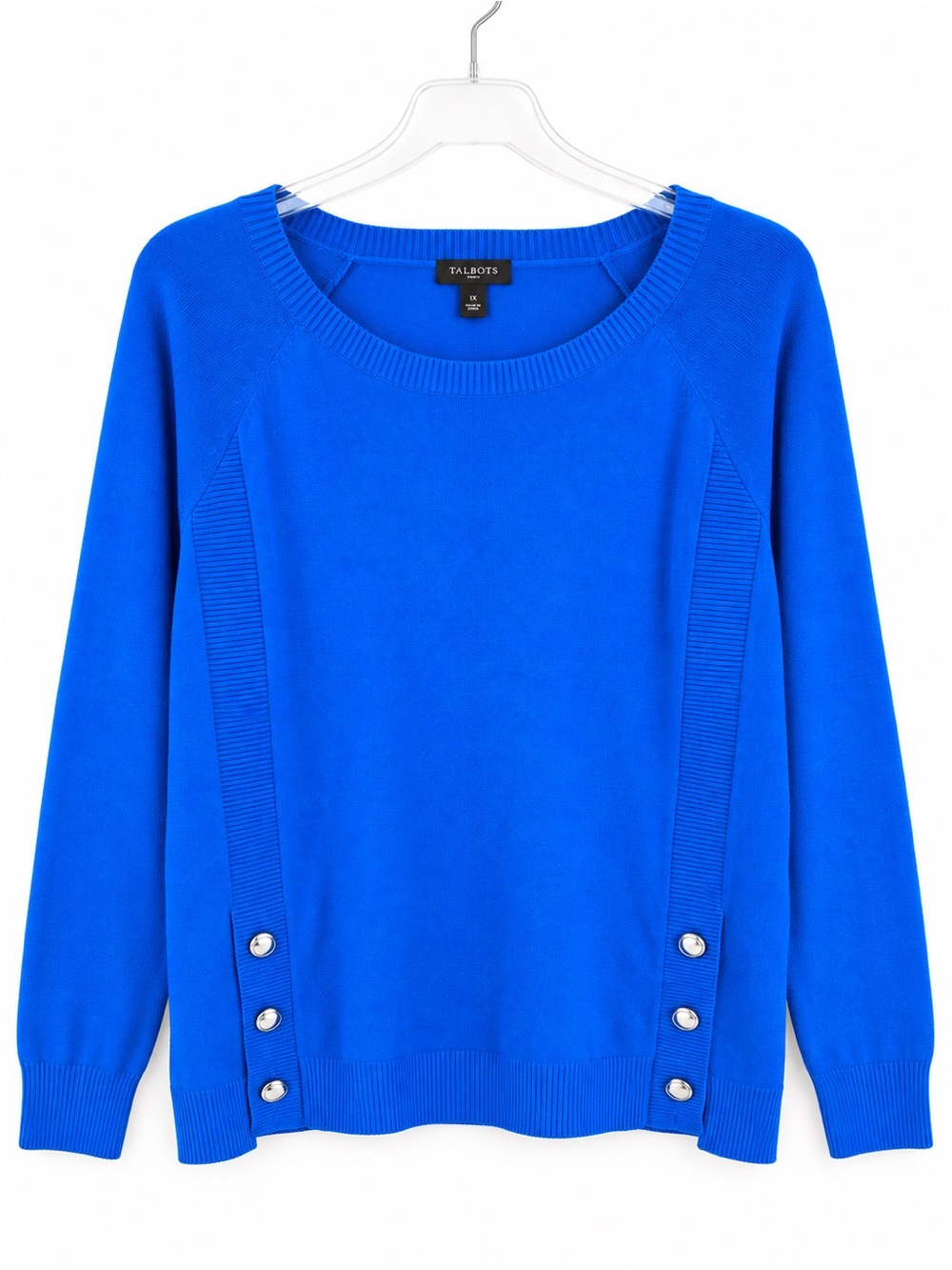 Talbots Plus Size 1X Royal Blue Preppy Pullover Cardigan Sweater